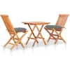 Image de vidaXL - 3-delige - Bistroset - met - grijze - kussens - massief - teakhout