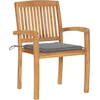Image de vidaXL - Tuinstoelen - 2 - st - met - grijze - kussens - massief - teakhout