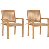 Image de vidaXL - Tuinstoelen - 2 - st - met - beige - kussens - massief - teakhout