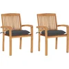 Image de vidaXL - Tuinstoelen - 2 - st - met - antracietkleurige - kussens - massief - teakhout