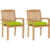 Image de vidaXL - Tuinstoelen - 2 - st - met - heldergroene - kussens - massief - teakhout