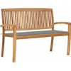 Image de vidaXL - Tuinbank - stapelbaar - met - kussen - 128,5 - cm - massief - teakhout