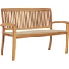 Image de vidaXL - Tuinbank - stapelbaar - met - kussen - 128,5 - cm - massief - teakhout