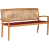 Image de vidaXL - Tuinbank - stapelbaar - met - kussen - 159 - cm - massief - teakhout