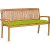 Image de vidaXL - Tuinbank - stapelbaar - met - kussen - 159 - cm - massief - teakhout