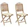 Image de vidaXL - Opklapbare - stoelen - (2 - stuks) - met - kussens, - bamboe