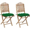 Image de vidaXL - Tuinstoelen - 2 - st - inklapbaar - met - kussens - bamboe