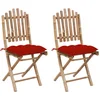 Image de vidaXL - Tuinstoelen - 2 - st - inklapbaar - met - kussens - bamboe