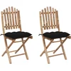Image de vidaXL - Tuinstoelen - 2 - st - inklapbaar - met - kussens - bamboe