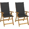 Image de vidaXL - Tuinstoelen - 2 - st - verstelbaar - met - kussens - massief - acaciahout