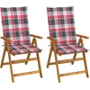 Image de vidaXL - Tuinstoelen - 2 - st - verstelbaar - met - kussens - massief - acaciahout