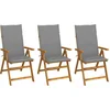 Image de vidaXL - Tuinstoelen - 3 - st - inklapbaar - met - kussens - massief - acaciahout