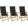Image de vidaXL - Tuinstoelen - 3 - st - inklapbaar - met - kussens - massief - acaciahout