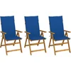 Image de vidaXL - Tuinstoelen - 3 - st - inklapbaar - met - kussens - massief - acaciahout