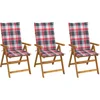 Image de vidaXL - Tuinstoelen - 3 - st - inklapbaar - met - kussens - massief - acaciahout