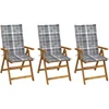 Image de vidaXL - Tuinstoelen - 3 - st - inklapbaar - met - kussens - massief - acaciahout