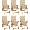 Image de vidaXL - Tuinstoelen - 6 - st - inklapbaar - met - kussens - massief - acaciahout