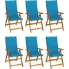 Image de vidaXL - Tuinstoelen - 6 - st - inklapbaar - met - kussens - massief - acaciahout