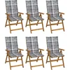 Image de vidaXL - Tuinstoelen - 6 - st - inklapbaar - met - kussens - massief - acaciahout