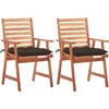 Image de vidaXL - Tuinstoelen - 2 - st - met - kussens - massief - acaciahout