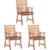 Image de vidaXL - Tuinstoelen - 3 - st - met - kussens - massief - acaciahout