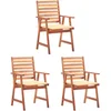 Image de vidaXL - Tuinstoelen - 3 - st - met - kussens - massief - acaciahout