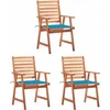 Image de vidaXL - Tuinstoelen - 3 - st - met - kussens - massief - acaciahout
