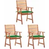 Image de vidaXL - Tuinstoelen - 3 - st - met - kussens - massief - acaciahout