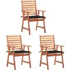 Image de vidaXL - Tuinstoelen - 3 - st - met - kussens - massief - acaciahout