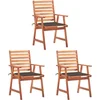 Image de vidaXL - Tuinstoelen - 3 - st - met - kussens - massief - acaciahout