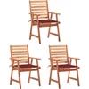 Image de vidaXL - Tuinstoelen - 3 - st - met - kussens - massief - acaciahout