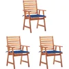 Image de vidaXL - Tuinstoelen - 3 - st - met - kussens - massief - acaciahout