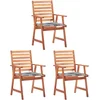 Image de vidaXL - Tuinstoelen - 3 - st - met - kussens - massief - acaciahout