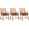 Image de vidaXL - Tuinstoelen - 3 - st - met - kussens - massief - acaciahout