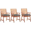 Image de vidaXL - Tuinstoelen - 3 - st - met - kussens - massief - acaciahout