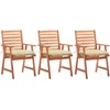 Image de vidaXL - Tuinstoelen - 3 - st - met - kussens - massief - acaciahout