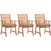 Image de vidaXL - Tuinstoelen - 3 - st - met - kussens - massief - acaciahout