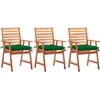 Image de vidaXL - Tuinstoelen - 3 - st - met - kussens - massief - acaciahout