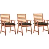 Image de vidaXL - Tuinstoelen - 3 - st - met - kussens - massief - acaciahout