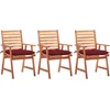 Image de vidaXL - Tuinstoelen - 3 - st - met - kussens - massief - acaciahout