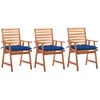 Image de vidaXL - Tuinstoelen - 3 - st - met - kussens - massief - acaciahout