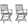 Image de vidaXL - Tuinstoelen - 2 - st - inklapbaar - met - kussens - massief - acaciahout
