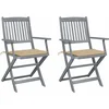 Image de vidaXL - Tuinstoelen - 2 - st - inklapbaar - met - kussens - massief - acaciahout