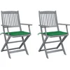 Image de vidaXL - Tuinstoelen - 2 - st - inklapbaar - met - kussens - massief - acaciahout