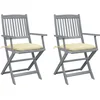 Image de vidaXL - Tuinstoelen - 2 - st - inklapbaar - met - kussens - massief - acaciahout