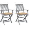 Image de vidaXL - Tuinstoelen - 2 - st - inklapbaar - met - kussens - massief - acaciahout