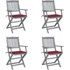 Image de vidaXL - Tuinstoelen - 4 - st - inklapbaar - met - kussens - massief - acaciahout