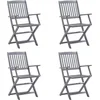 Image de vidaXL - Tuinstoelen - 4 - st - inklapbaar - met - kussens - massief - acaciahout