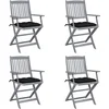 Image de vidaXL - Tuinstoelen - 4 - st - inklapbaar - met - kussens - massief - acaciahout