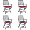 Image de vidaXL - Tuinstoelen - 4 - st - inklapbaar - met - kussens - massief - acaciahout